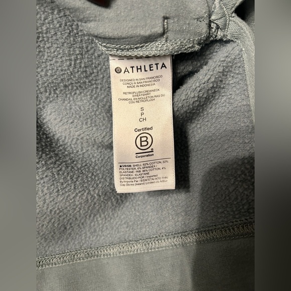 Athleta Retro Plush Small Minimalistic Gray Green Crewneck Oversized Pullover - Picture 6 of 8